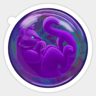 Purple Cat in a Bubble Sticker